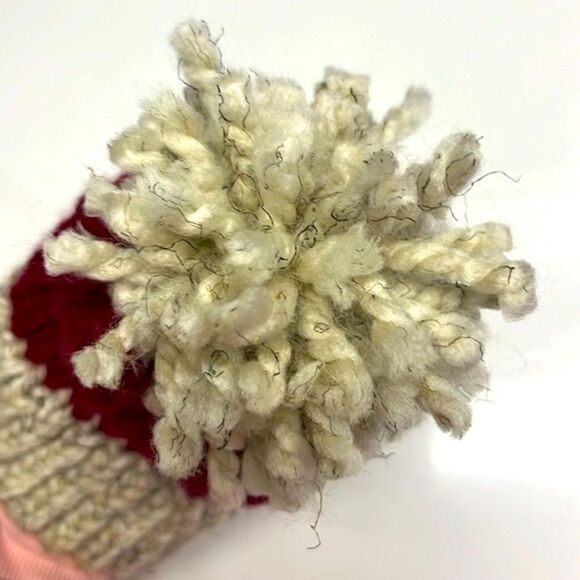 Homemade Wool and Acrylic Knitted Cranberry and Wheat Winter Hat- Infant/XSmall - Picture 3 of 8